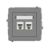 DECO Gniazdo telefoniczne podwójny 2xRJ11, 4-stykowy, beznarzędziowe szary mat 27DGT-2
