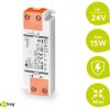 306 33 LED transformer, 15 W, 24 V DC, 625 mA, slim