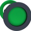 Pushbutton, unlabeled, unlit, groping, waistband round, green, front ring dark gray, mounting Ø 30.5 mm, ZB5FA36