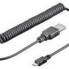 Przewód spiralny USB - microUSB /synchronizacja i ładowanie/ 1m 62334