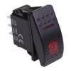 Red illuminated On-Off-(On) Momentary Automotive Rocker Switch DPDT 10A 12-24V