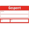 Quality assurance sign, text: "Gesperrt", (W) 50 mm, paper, 088.53-4-30X50-Z4, package with 5 pieces