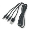 Przewód 3w1 USB typ A - microUSB, USB typ C, Lightning - czarny, materiałowy oplot - 1,2m - KK21I
