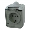 Gniazdo pojedyncze schuko natynkowe IP44 szare 1592 M-L 1137