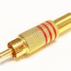 Wtyk RCA (chinch) lutowany na przewód złoty 6,7mm, czerwony