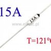Bezpiecznik termiczny 15A; 121°C; axialny; THT