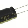 Kondensator 2200μF 16V dc Radialny, Otwór przelotowy Panasonic roztaw: 5mm 12.5 (Dia.) x 25mm