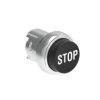 Metalowy przycisk fi22mm wystający samoczynny powrót z symbolem STOP Czarny LPSB2132