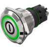 Vandal-proof pushbutton switch, silver, illuminated (green), 3 A/240 V, 22 mm, IP65/IP67, 82-10-002637