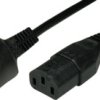 Device connection cable, Denmark, plug type K, straight on C13 socket, straight, H05VV-F3G1.0 mm², black, 2.5 m, DK/3EL-H05VVF3G