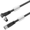 Sensor actuator cable, M8-cable plug, angled to M8-cable socket, straight, 3 pole, 0.54 m, PUR, black, 4 A, 1073020054