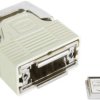 D-Sub connector housing, size: 1 (DE), straight 180°, angled 23°, cable Ø 3.3 to 14 mm, plastic, pebble gray, 09670090210160