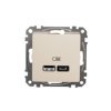 SEDNA DESIGN & ELEMENTS Gniazdo ładowania USB A+C 2,4A beżowe SDD112402 SCHNEIDER ELECTRIC