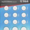 1516-0233 Lithium button cell, CR2450, CR2032, CR2025, 12-unit blister pac