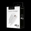 Ładowarka - zasilacz 5V/3A 9V/3A 12V/3A 20V/3,25A PD3.0/45W sieciowy USB+USB-C biały / Kruger&Matz KM0856