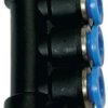 Rozdzielacz pneumatyczny wtykowy wielosegmentowy do węża 2x8 mm, 3x4 mm, tworzywo sztuczne
