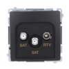 Simon Basic Gniazdo antenowe satelitarne podwójne końcowe SAT-SAT-RTV, (moduł). czarny BMZAR+SAT3.1-P2.01/49