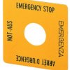 Label, square 50 x 50 mm, DE, EN, FR, IT, for emergency stop pushbutton, 058874