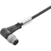 Sensor actuator cable, M12-cable plug, angled to open end, 3 pole, 1.5 m, PUR, black, 4 A, 1108670150