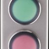 Pushbutton in the enclosure, 2 pushbutton, 1 Form B (N/C) + 1 Form A (N/O), AC2381