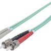 Światłowodowy kabel połączeniowy Intellinet, duplex, wielomodowy, ST / LC, 50/125 µm, OM3, 1 m, turkusowy