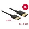 Delock 84775 High Speed HDMI Cable with Ethernet 4K 60Hz 4.5m Slim Black