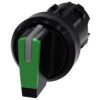 Przełącznik 3 pozycyjny 22mm czarny/zielony bez samopowrotu I-O-II możl podświetl tworzywo IP69k SIRIUS ACT 3SU1002-2BL40-0AA0