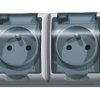 FALA Gniazdo podwójne z uziemieniem natynkowe IP44 z klapką białe GNH-2HZ/00/d OSPEL