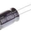 Kondensator 470μF 50V dc Radialny, Otwór przelotowy Nichicon roztaw: 5mm 12.5 (Dia.) x 20mm