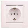 Gniazdo pojedyncze Asfora SCHUKO z przesłonami białe z ramką EPH2900221