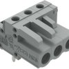 Socket header, 3 pole, pitch 5 mm, angled, gray, 232-233