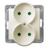 IMPRESJA Gniazdo podwójne bez uziemienia z przesłonami torów prądowych moduł bez ramki ecru GP-2YRP/m/27 OSPEL
