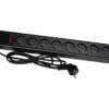 Listwa zasilająca rack 19 cali PDU gniazdo 8 x CEE 7/5 wtyk CEE 7/7 z wyłącznikiem, kabel 3m