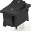 Rocker switch, black, 1 pole, On-Off, off switch, 16 A/125 VAC, IP40, unlit, printed, 1-1571076-0
