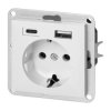 Gniazdo pojedyncze p/t 2P+Z, Schuko, z ładowarką USB A+C Pearl, 16 A, 250 V, PT-17P/USB A+C, biały,OR-OE-7705(GS)/USBAC/W