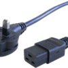 Device connection cable, UK, plug type G, angled on C19 socket, straight, H05VV-F3G1.5 mm², black, 2.5 m, BS13/13-H05VVF3G150-C1