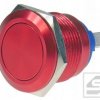 Przycisk wandaloodporny PW19PR;2A; 250V;czerwony;19mm;płaski;chwilowy