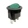 Przełącznik kołyskowy okrągły podświetlany 3-pin 6A 230V zielony