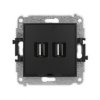 ICON Gniazdo podwójne 2xUSB A-A 2.0 bez pola opisowego czarny mat 12IGUSBBO-2 KARLIK