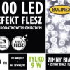 Lampki choinkowe Flesz LED 100l z gniazdkiem wył. czasowy kolor biały 9,9m 230V/31V 9W IP 44 na zewnątrz i do wnętrz 13-132