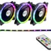 Inter-Tech Argus RS04 - RGB-Set Wentylator do obudowy PC czarny (S x W x G) 120 x 120 x 25 mm z podświetleniem LED, wraz
