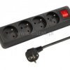 Przedłużacz 4GN 1,5m + 0 czarny przełącznik; 3x1,5