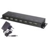 Renkforce RF-4791678 7-Port USB 2.0 Hub Metal Housing Wall Mount Black