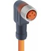 Sensor actuator cable, M8-cable socket, angled to open end, 3 pole, 0.6 m, PUR, orange, 4 A, 28742