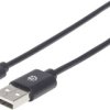 Kabel Manhattan USB 2.0 typu C, złącze męskie typu C na złącze męskie typu a, 480 Mbit/s, 0,5 m, czarny
