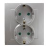 AS Gniazdo podwójne z uziemieniem schuko z ramką z przesłonami srebrne GP-2GSP/18 OSPEL