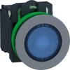 Pushbutton, for universal LED, illuminable, 1 Form A (N/O) + 1 Form B (N/C), waistband round, blue, front ring light gray, mount