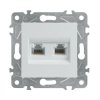 Gniazdo RJ komputerowo-telefoniczne RJ45/RJ11 kwadratowe białe podtynkowe (moduł bez ramki) - QUAD