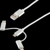 BS14-50067 USB 3-in-1 charging cable, Micro B/type C/Lightning, white, 1 m
