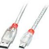 LINDY Kabel USB USB 2.0 Złącze męskie USB-A, Złącze męskie USB Mini-B 5.00 m przeźroczysty 41785